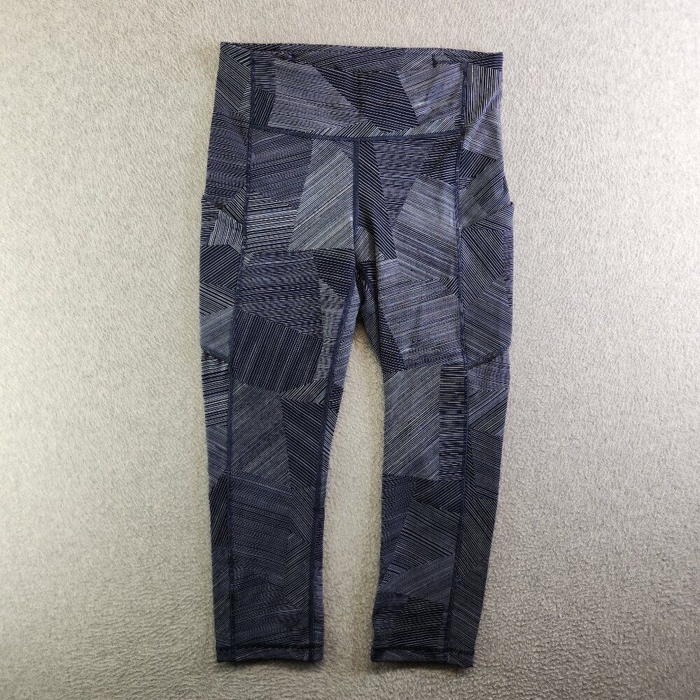 Lululemon Leggings Womens 6 Speed Up Crop 21" Etch Hail Midnight Navy Capri